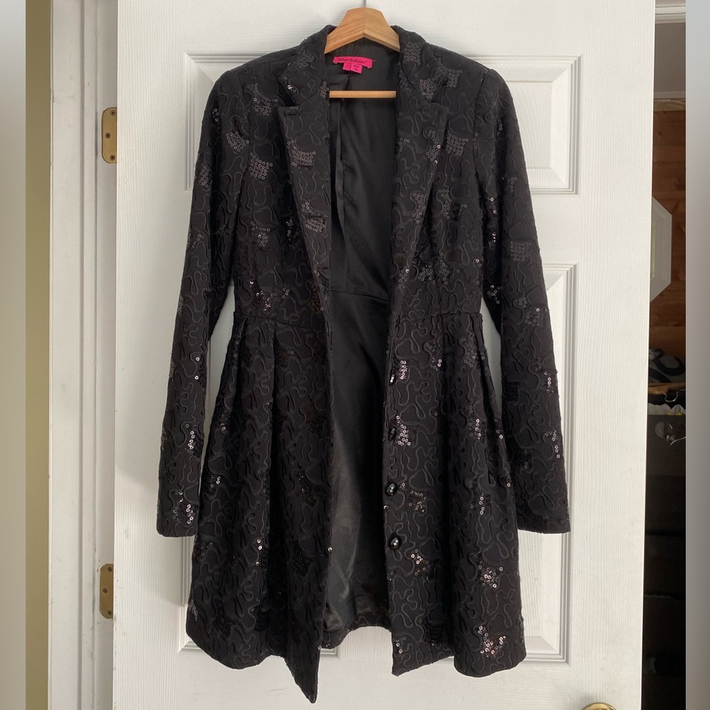 Vintage Betsey Johnson Embroidered Sequin Button Down Coat